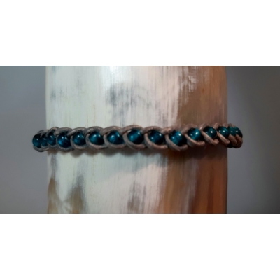 gevlochten leren armbandje grijs met teal blauw gevlochten leren armbandje grijs met teal blauw